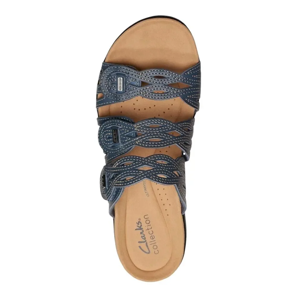 Clarks Women's Laurieann Ruby Scalloped Twist Strap Sandals Navy Size 6 1/2